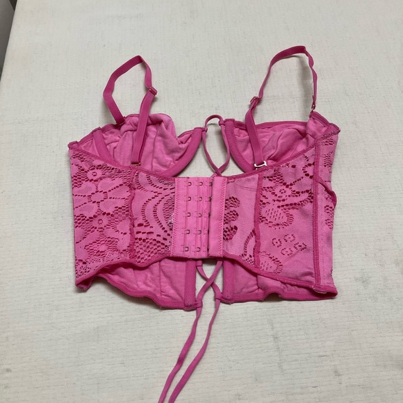 UO Out From Under M pink Amour lace up corset top - Picture 5 of 10